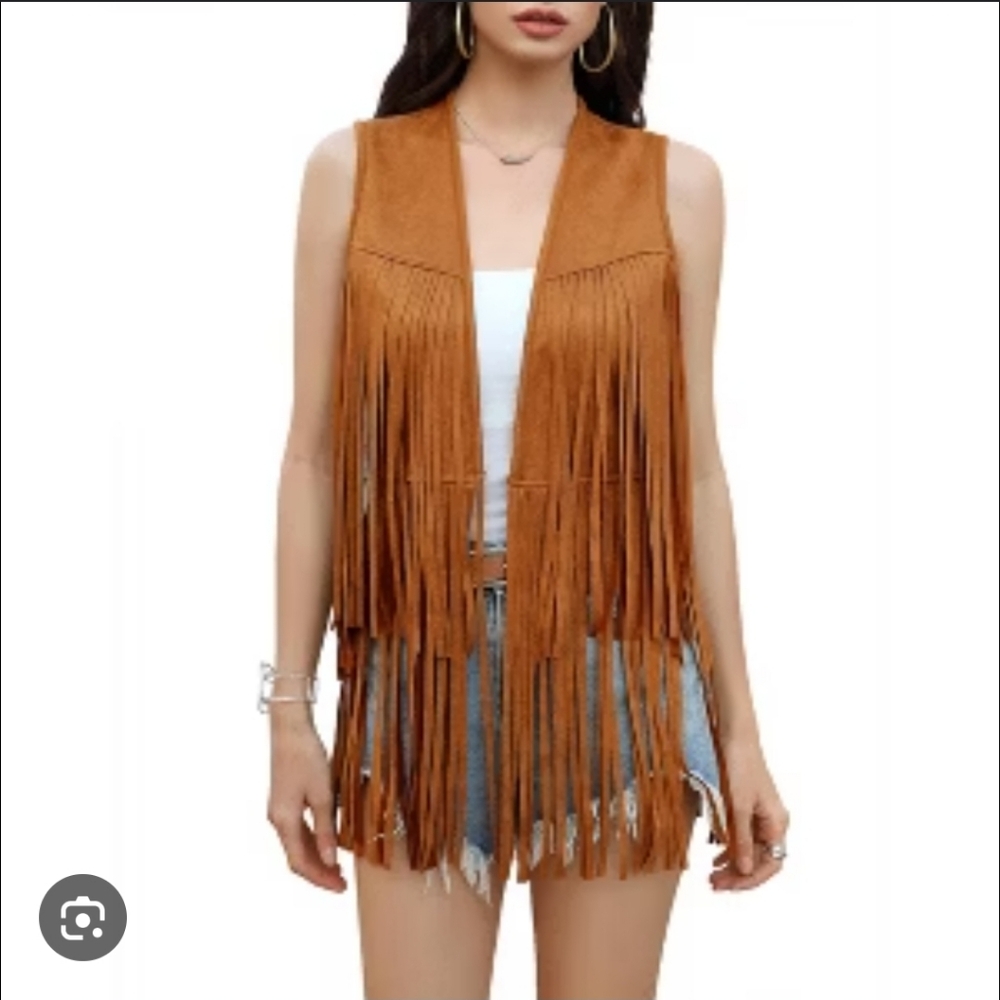 Brown Fringe Vest - Picture 3 of 14